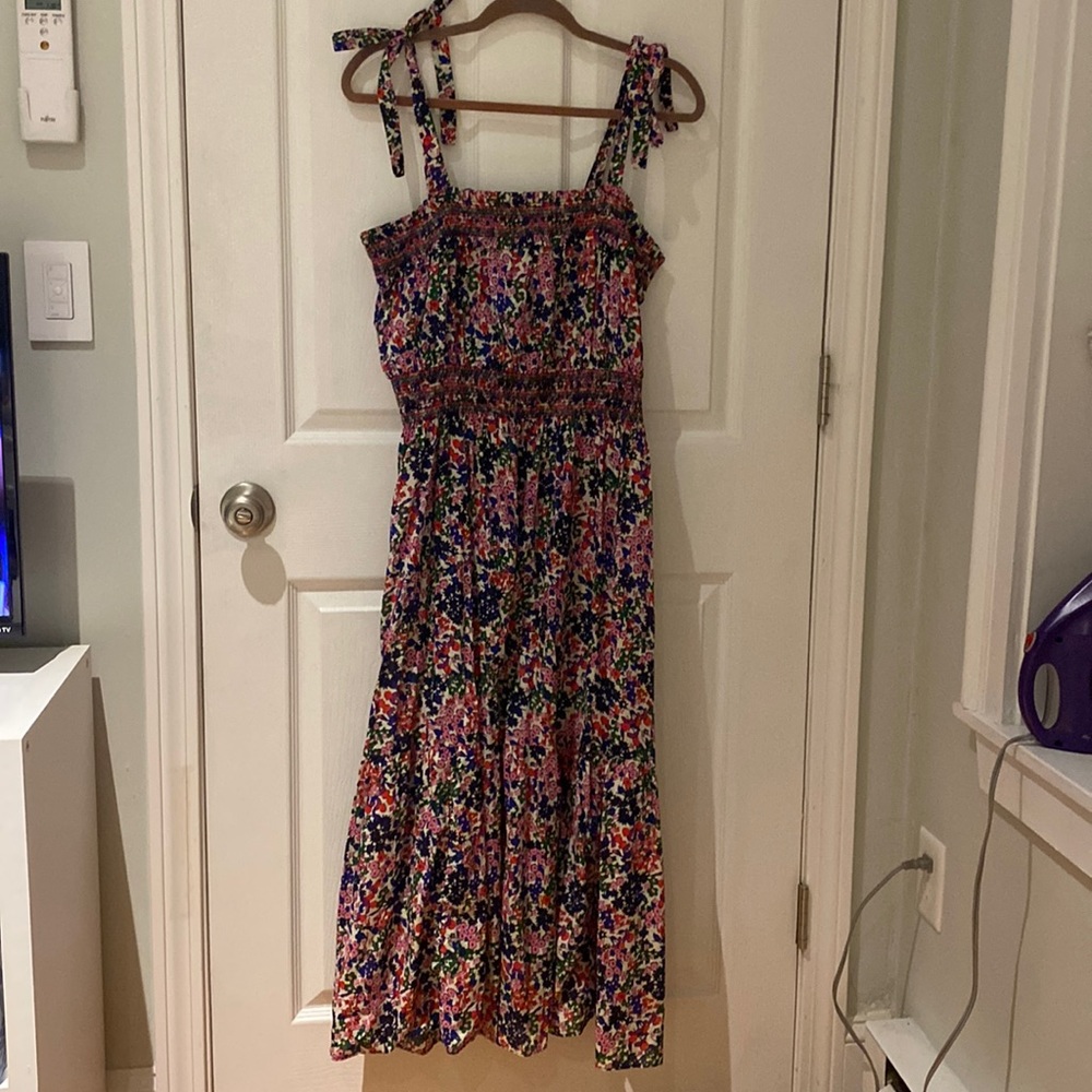 Jcrew smocked dress in watermark floral print-medium